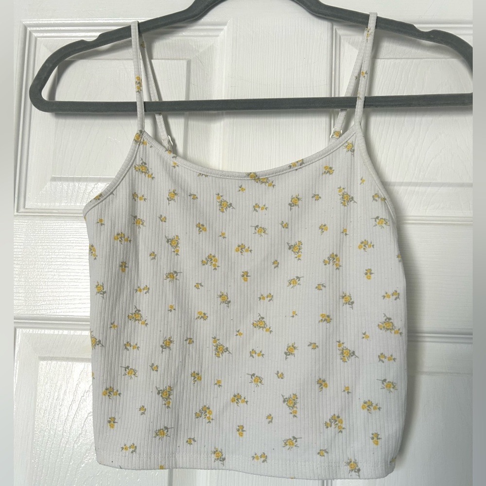 American Eagle Outfitters Women’s Camisole Top White w/Yellow Flowers Sz Small